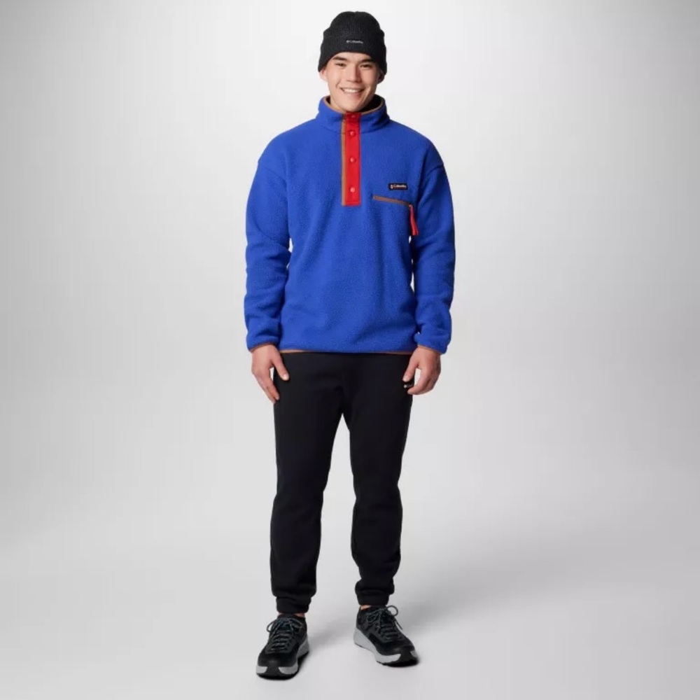 COLUMBIA MEN’S HELVETIA SHERPA HALF SNAP FLEECE JACKET